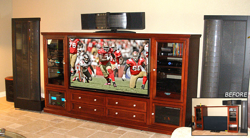 Visalia Junior furniture retrofitted to accommodate a flat panel TV.