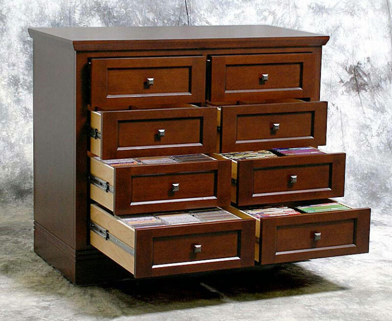 Black media storage cabinet