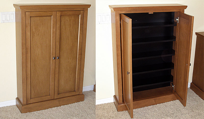 Media storage cabinet store with doors