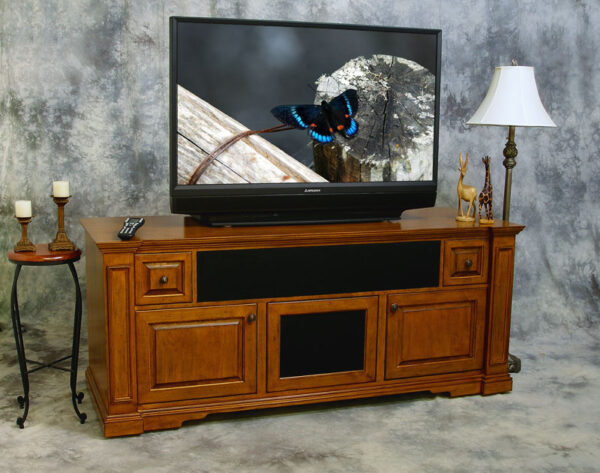 Castleton Credenza for large center speakers or sound bars closed view.
