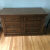 Mission/Shaker style oak wood DVD storage cabinet, six drawers