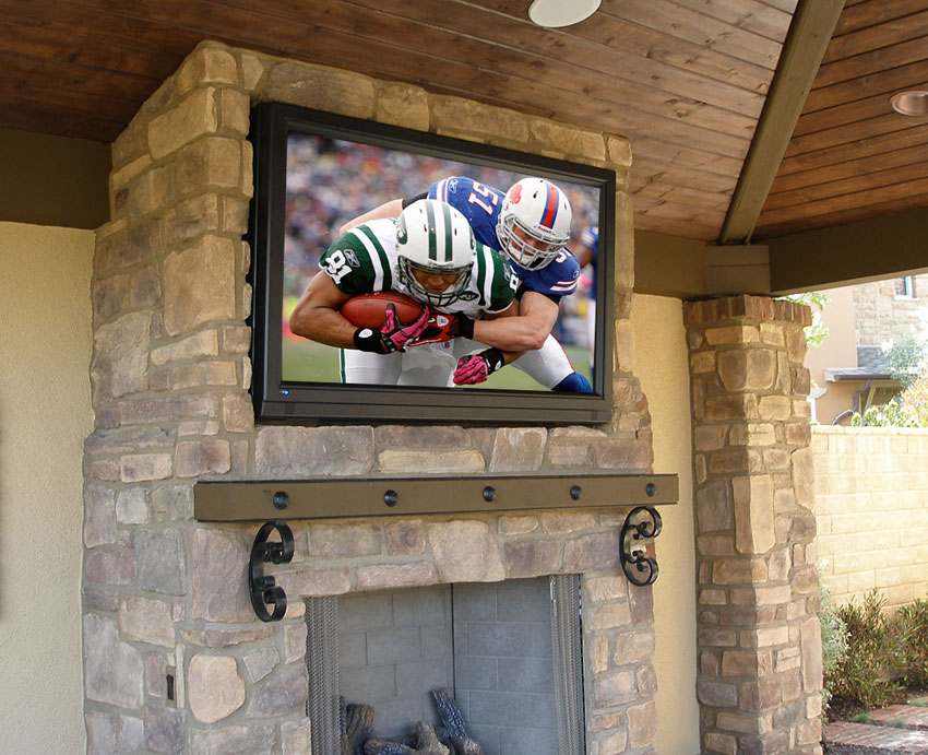 Closeup of Backyard TV Installation