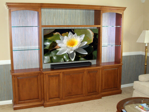 This wall unit was desigend for a large flat panel TV