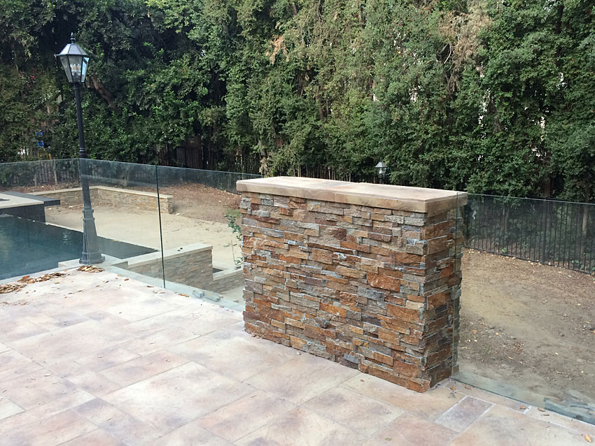 Stacked Stone Motorized Outdoor TV Lift, Nexus 21, TV Lowered