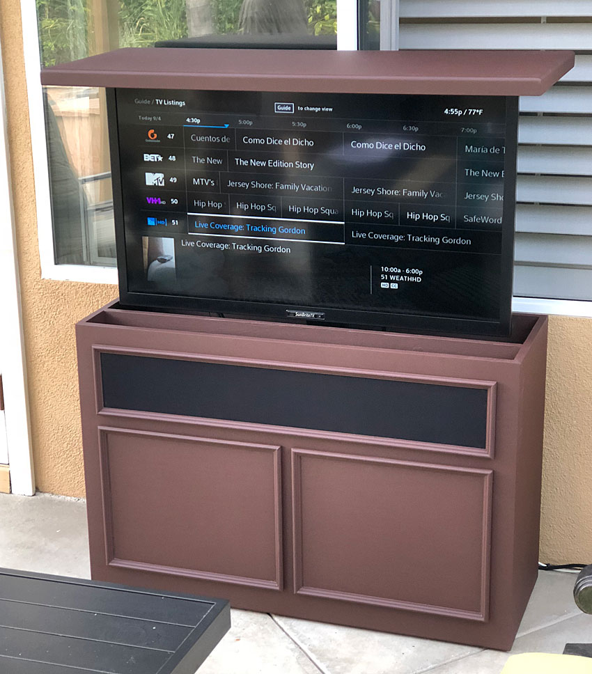 Outdoor tv cabinet with 2024 built in tv lift