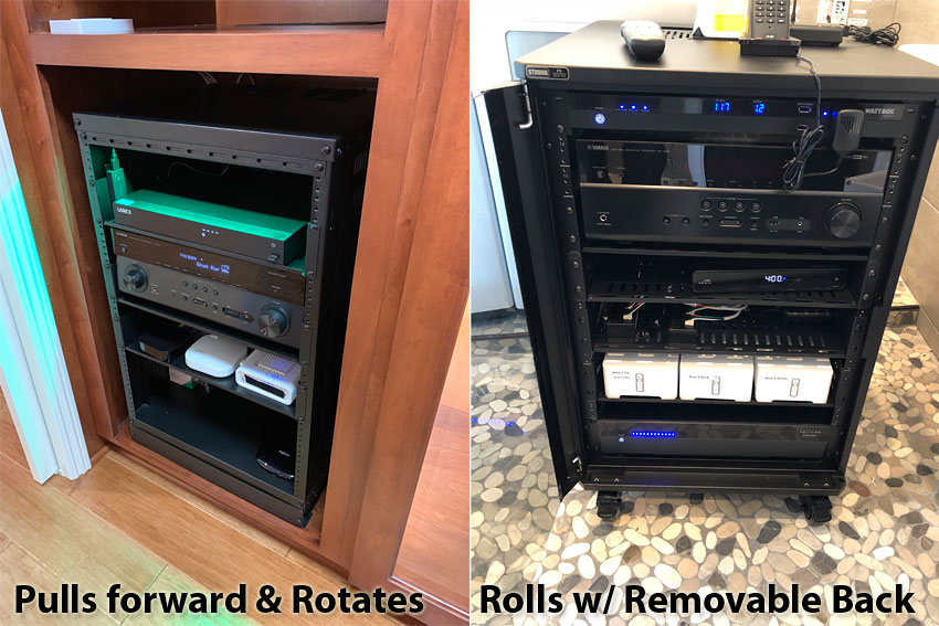 Electronic Racks; Call pull forward and rotate or roll in and out