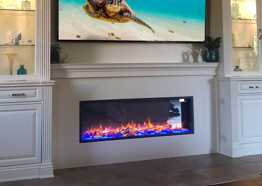 Electric fireplace built in deals entertainment center